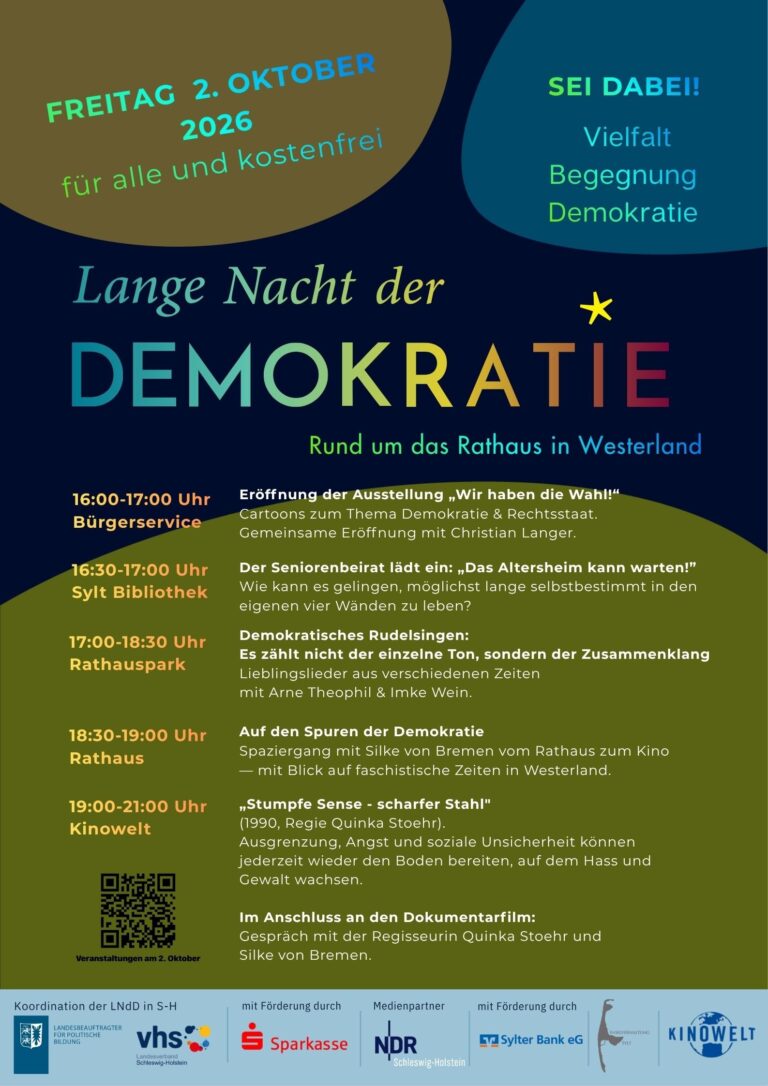 Zweite „Lange Nacht der Demokratie“ am 2. Oktober auf Sylt